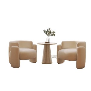 Cream Colored Sofa Set With Coffee <b>Table</b> For Salon Lounge Area Office Reception Furniture Combination Style - Product Image 1