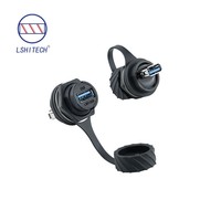 Connecteur USB femelle étanche IP68 Lshitech M20.8 à montage sur panneau pour communication de données automobile, utilisation électrique/alimentation 0,1-4m