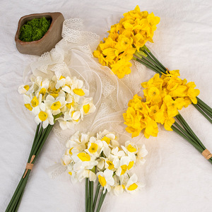 Ramo de Narcisos Artificiales, Flores de Seda de Alta Simulación, Decoración para Bodas y Hogar, Estilo Natural - Product Image 1