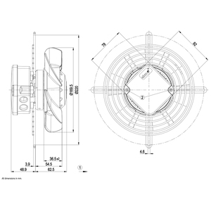 Ventiladores axiales eléctricos ebmpapst S2D170-BA04-08 de 170 mm, 45 W, 230 V CA, ventiladores para aire acondicionado, ventiladores para enfriadores. - Product Image 3