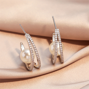 RAKOL EP2838 18k Gold Plated <b>Pearl</b> Fashion <b>Earrings</b> Natural <b>Pearl</b> Hoop <b>Earrings</b> Custom Wholesale Factory - Product Image 4