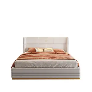 北欧皮革特大床意大利轻奢华1.8米主卧室婚床现代简约双人软床家具