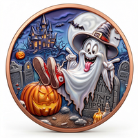 Pièce de monnaie fantôme d'Halloween en cuivre pur 999, double face, haute relief, colorée UV, ronde, objet de collection, souvenir artistique
