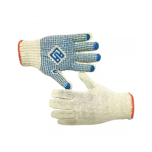 DDSAFETY-guantes de algodón con puntos azules de PVC, guante de trabajo de algodón, punteado de pvc