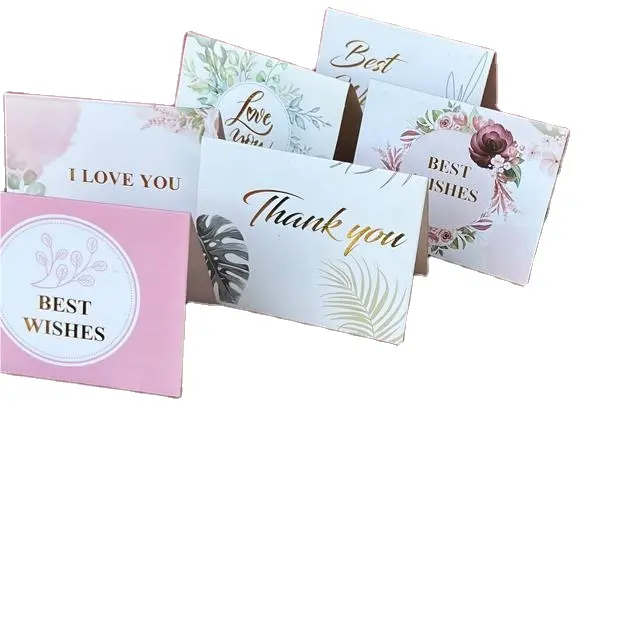 Tarjetas de felicitación de feliz cumpleaños con estampado de lámina impresa personalizada de gama alta Invitaciones DE BODA azules Tarjetas de agradecimiento con logotipo