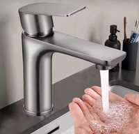 Robinet de salle de bain moderne monotrou en acier inoxydable mitigeur classique chaud et froid mitigeur pour évier lavabo vanne en céramique