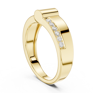 Classic Yellow Gold Diamond Ring with Round Brilliant Cut <b>Stones</b> for Wedding Unisex Jewelry - Product Image 2