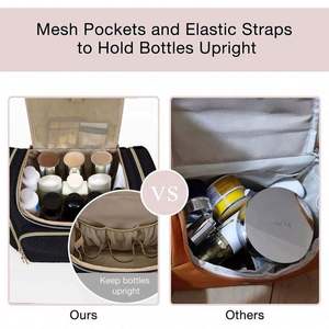 Sac de toilette portable pour femmes, avec logo personnalisé, noir, avec poignée, pour ranger les rasoirs, les cosmétiques et les accessoires de maquillage - Product Image 6