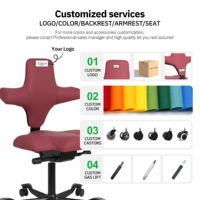 Chaise de bureau à selle best-seller européenne avec base en alliage d'aluminium de 360 mm, chaise ergonomique correctrice de posture, mobilier de bureau Aoda