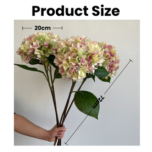 Vente en gros de fleurs artificielles d'hortensia de haute qualité en tissu de soie vert, 72 cm, arrangement de fleurs d'hortensia pour la décoration de la maison - Product Image 2
