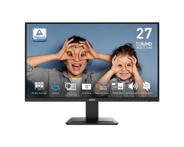 MSI PRO MP273U 27 Inch Flat 4K IPS Monitor with 3840 X 2160 (UHD) Panel Resolution 60Hz 300cd/m2 4ms (GTG) 130% Desktop Monitor