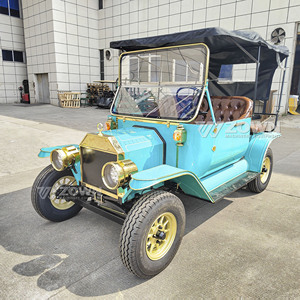 Voiturette de golf électrique haute performance, style rétro, 5 places, vintage, classique, bleu lac, pour le tourisme. - Product Image 1