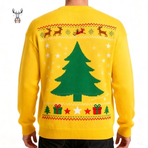 Nanteng Custom 100% Cotton Winter Luxury <strong>Xmas</strong> Party Fun Santa Claus Patterns New Year Knitted <strong>Jumper</strong> <strong>Men</strong> Ugly Christmas Sweater - Product Image 2