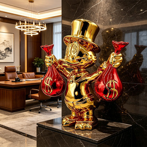 Esclusiva Statuetta da Collezione di Scrooge McDuck in Resina Dorata con Sacchi di Denaro Rossi - Product Image 1
