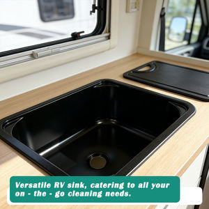 Fregadero de cocina redondo negro <span class=keywords><strong>JDA</strong></span> encimera de acero inoxidable 304 fregadero de un solo cuenco RV para autocaravana RV caravana Camper yate barco - Product Image 3
