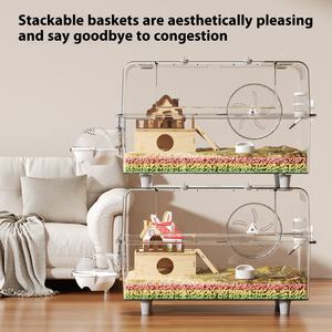 Grande gabbia per criceto di lusso trasparente da 60cm con Design dorato Anti-rosicchiamento della casa in plastica Anti-fuga - Product Image 4