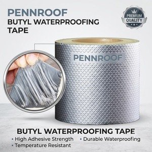 PENNROOF Ruban d'étanchéité super réparateur en caoutchouc butyle, haute température, pour tuyauterie, étanchéité imperméable, ruban d'étanchéité en aluminium butyle pour fuites <span class=keywords><strong>de</strong></span> <span class=keywords><strong>toiture</strong></span> - Product Image 2