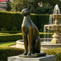 Patung Kucing Dewi Bastet Mesir Perunggu Ukuran Asli YOUFINE, Patung Antik untuk Dekorasi Lanskap Museum Plaza