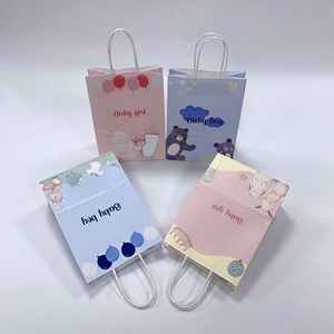 Recyclable White Kraft Paper Gift <b>Bags</b> With Handles Baby Shower Favor Packaging Ready to Ship in Stock for Birth Celebration Use - Product Image 5