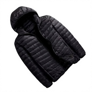 Chaqueta Acolchada Ligera para Hombre, Color Sólido, Cuello Alto, Cierre de Cremallera, Cortavientos, Abrigo Informal de Invierno, Relleno Fino de Poliéster - Product Image 3