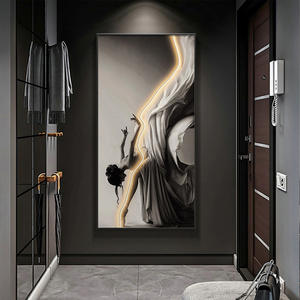 Dipinto Moderno di Lusso in Cristallo e Porcellana con LED, La Bellissima <span class=keywords><strong>Ballerina</strong></span> Danzante, Decorazione Murale per Studio di Danza - Product Image 1