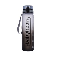 Bouteille d'eau en plastique PC Babybean grande capacité 1000 ml à boire directement, peinture bicolore, bouton-poussoir à ressort