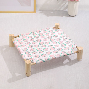 Qbellpet Canapé d'été pour animaux <span class=keywords><strong>de</strong></span> compagnie, Lit hamac pour chat, Canapé hamac <span class=keywords><strong>en</strong></span> bois pour chat, Lit <span class=keywords><strong>en</strong></span> bois pour chat pour le camping, Rampe pour chien pour lit - Product Image 4
