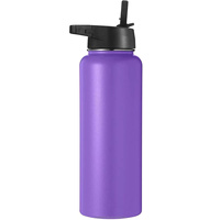 Bouteille d'eau isolée réutilisable à double paroi personnalisée de 32oz en acier inoxydable à large ouverture