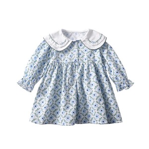 Baby Dress With Peter Pan Collar Long Sleeves Floral Print Cotton Girls Dress Spring Autumn Korean Style - Product Image 5