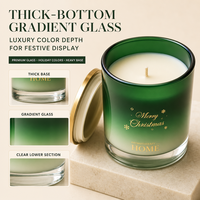 Bougie parfumée en cire de soja dans un bocal en verre à dégradé personnalisé, étiquettes Joyeux Noël Anniversaire Mariage, sans fumée, OEM ODM, cadeau, vente en gros