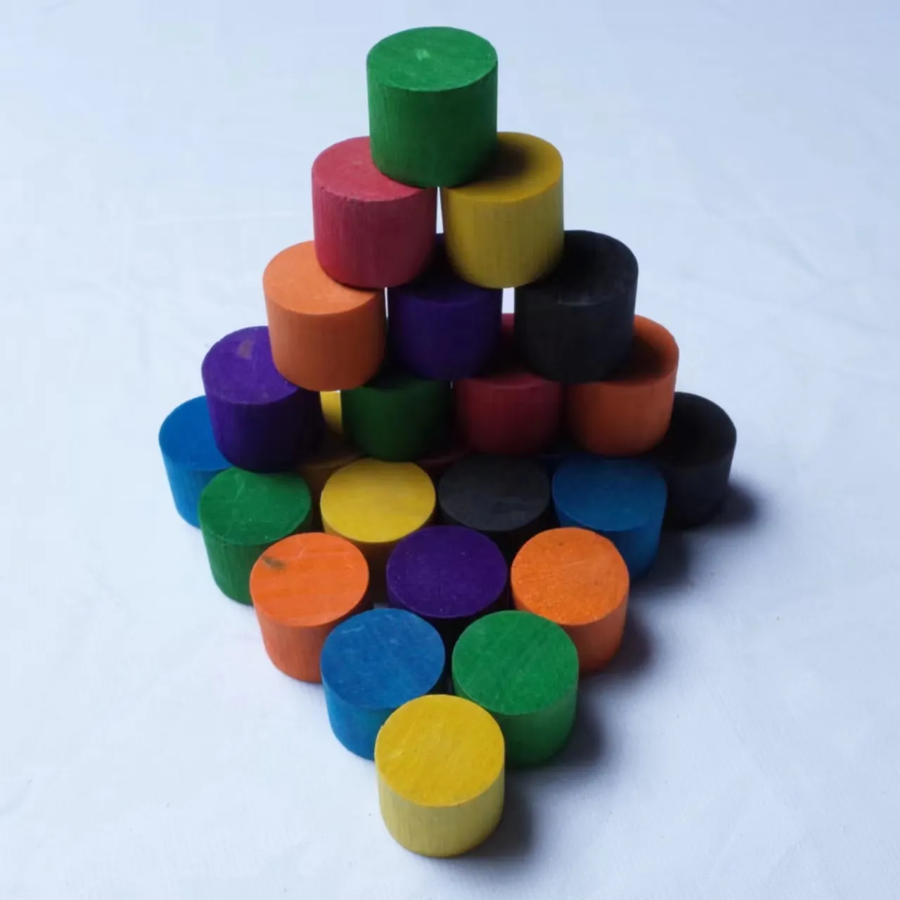 다채로운 나무 원통형 스태킹 블록 장난감 어린이 색상인지 나무 빌딩 블록 스택 높이 교육 장난감