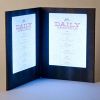 A4 pliable Rechargeable LED Menu Retroilluminato Restaurant Bar Menu affichage Double Page éclairé LED Menu couverture support livre