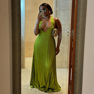 slim fit dress slacks Olive Green Evening Dress with Waist Tie