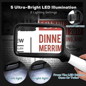 3X grande <span class=keywords><strong>loupe</strong></span> de <span class=keywords><strong>lecture</strong></span> <span class=keywords><strong>rectangulaire</strong></span> avec lumière, <span class=keywords><strong>loupe</strong></span> de <span class=keywords><strong>lecture</strong></span> pliable avec lumière <span class=keywords><strong>pour</strong></span> les personnes âgées, journal, livres - Product Image 2
