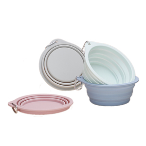 Bol pliable pour animaux de compagnie en silicone de qualité alimentaire personnalisable avec mousqueton, bol de voyage portable pour chien et chat facile à nettoyer - Product Image 1