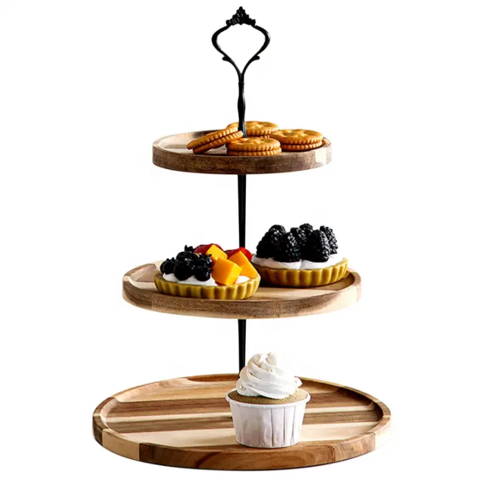 Soporte de madera para cupcakes, torre de exhibición para mesa de postres, bandeja de 3 niveles de madera, soporte de postre, bandeja de decoración para fiesta, granja