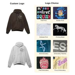 Sudadera con capucha y cremallera completa de gran tamaño, ropa de calle informal con logotipo personalizado, sudaderas con capucha blancas asimétricas de peso pesado para hombres - Product Image 4