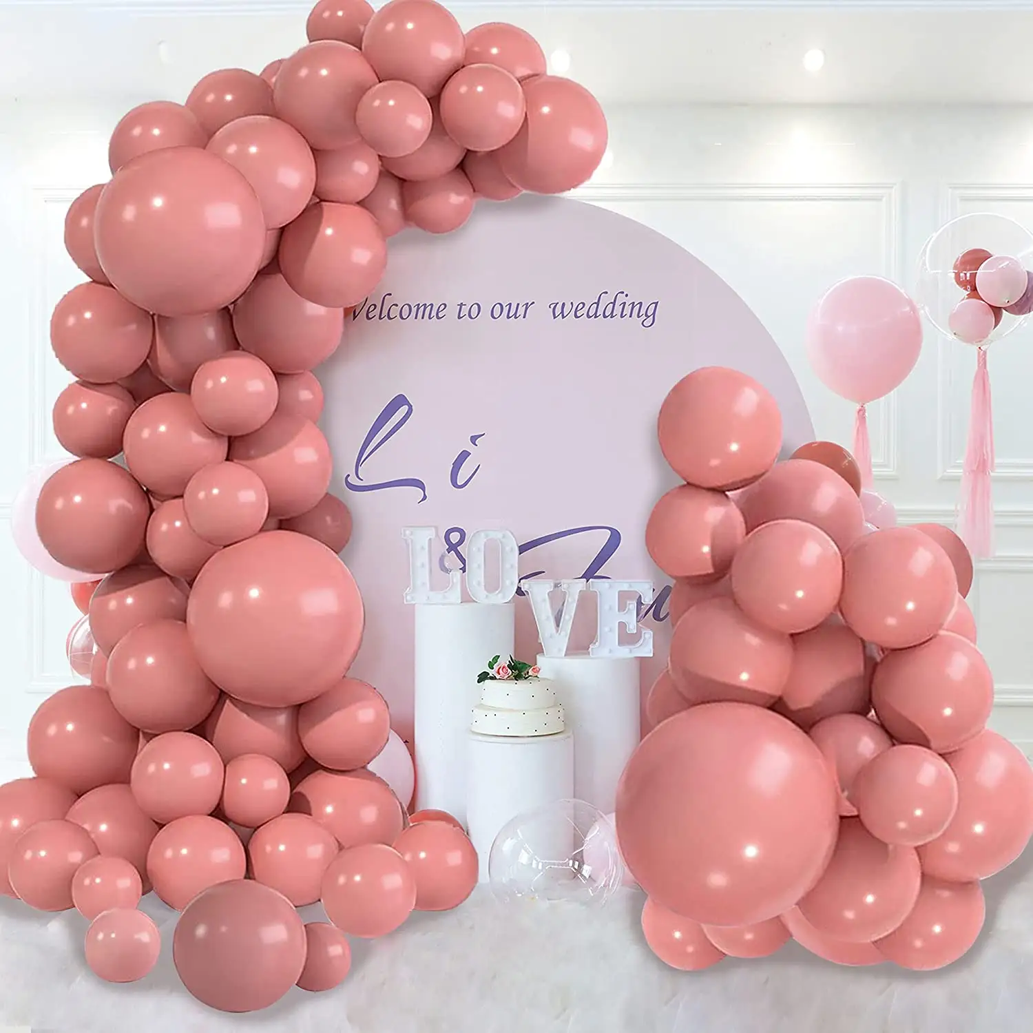 Retro Hot Pearl Dust Pink Balloon Arch Garland For Girls Birthday Wedding Graduation Anniversary Decoration