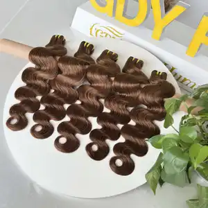 GDY uzantıları insan saçı örgüsü satıcıları hint dalgalı saç #4 çikolata kahverengi kabarık vücut dalga demetleri