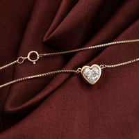 Collier pendentif en moissanite en forme de cœur pour femme, cadeau du Festival Qixi, 1 carat, chaîne à billes sertie de diamants taille bulle, or léger