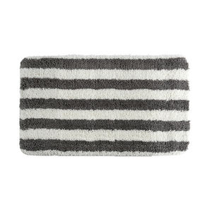 Alfombra de Baño 50X80 Cm Blanca Gris a Rayas de Microfibra Antideslizante para Baño - Product Image 1