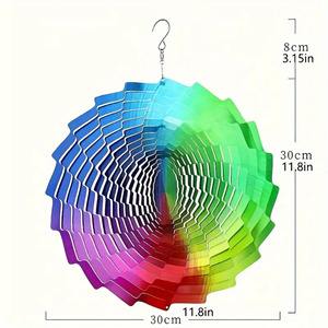 Nouveau produit transfrontalier Iron Cross-Border : Carillon éolien rotatif en métal 3D, en forme de cœur et de cercle, pour la décoration extérieure de cour et de <span class=keywords><strong>jardin</strong></span> - Product Image 3
