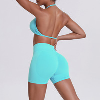 Gym Set Voor Vrouwen Naadloze Yoga Set 2 Stuks Rugloze Sportbeha Scrunch Bum Shorts Set Fitness Kleding Sportkleding