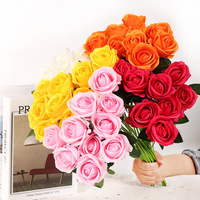 Bouquet de roses artificielles en soie multicolores à tige unique, fleurs réalistes pour décoration florale de mariage, maison ou cadeau