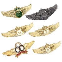 Pin de Esmalte 3D con Logotipo de Alta Calidad, Diseño Personalizado, Grabado en Relieve, Chapado en Oro, Insignia Metálica con Alas de Avión para Ropa