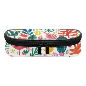 Trousse à crayons à imprimé feuilles tropicales – Trousse à stylos en polyester grande capacité, impression personnalisée disponible - Product Image 1