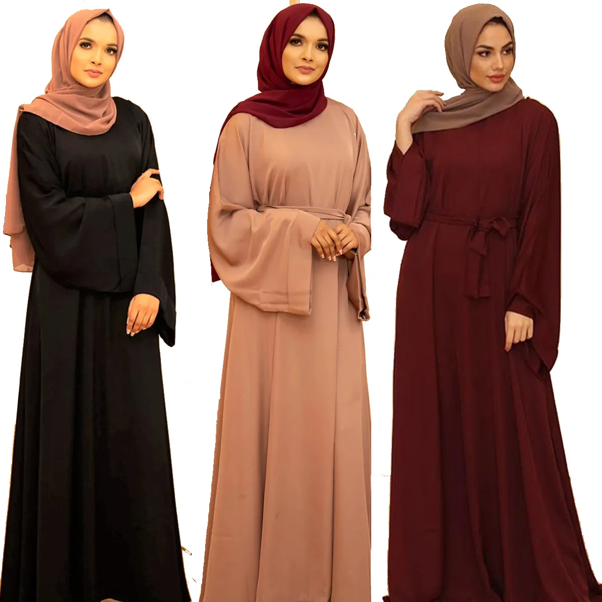 Turkey ramadan middle east robe 2023 hot selling solid color large size fashion muslim dress abaya