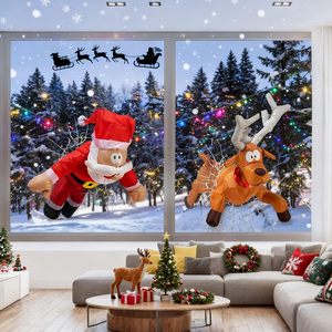 Decoración Navideña Divertida para Ventanas con Efecto de Vidrio Roto, Diseño Animado de Reno y Santa Claus, Se Adapta a Cualquier Ventana - Product Image 2
