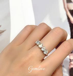 แหวนเพชร PT950แพลทินัมสำหรับผู้หญิงพร้อมเพชร5x0.31CT โตในห้องทดลองแหวนหมั้นแบบปรับได้สำหรับเป็นของขวัญ/สวมใส่ทุกวัน - Product Image 2