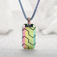 Pendentif militaire rectangulaire texturé en acier inoxydable pour homme – Bijou raffiné pour colliers et pendentifs tendance